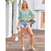 imageGRACE KARIN Womens Summer 34 Sleeve Tops Boho Floral Blouses Dressy Casual Tunic Ruffle V Neck Loose Fit Button up ShirtsGreen
