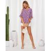 imageGRACE KARIN Womens Summer 34 Sleeve Tops Boho Floral Blouses Dressy Casual Tunic Ruffle V Neck Loose Fit Button up ShirtsPurple Floral