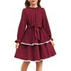 imageGRACE KARIN Girls Long Sleeve Dress Fall Winter Casual Cute Elegant Back to School Dresses for Girl 514Wine Red