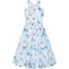 imageGRACE KARIN Girls Off Shoulder Dress Sleeveless Floral Swiss Dots Casual Spring Summer Midi Dress 514YBlue Jacquard