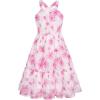 imageGRACE KARIN Girls Off Shoulder Dress Sleeveless Floral Swiss Dots Casual Spring Summer Midi Dress 514YHot Pink Jacquard