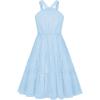 imageGRACE KARIN Girls Off Shoulder Dress Sleeveless Floral Swiss Dots Casual Spring Summer Midi Dress 514YLight Blue