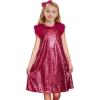 imageGRACE KARIN Girls Sequin Party Dress Tulle Mesh Sleeveless Kids Fancy Pageant Sparkly A Line Birthday Prom Formal Dresses Rose Red 56Y