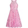 imageGRACE KARIN Girls Sequin Velvet Dress Kid Sleeveless Sparkly Fancy Formal Party Dress with Hairbow Size 614 YearsPink