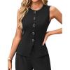 imageGRACE KARIN Summer Sleeveless Blazer Vest for Women Dressy Suit Vest Tank Tops Business Button Down Tshirts Office ShirtBlack