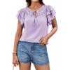 imageGRACE KARIN Womens Ruffle Sleeve Tops 2025 Summer Shirts Drawstring Pleated Dressy Casual BlousePurple