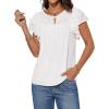 imageGRACE KARIN Womens Ruffle Sleeve Tops 2025 Summer Shirts Drawstring Pleated Dressy Casual BlouseWhite