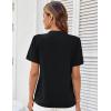 imageGRACE KARIN 2025 Womens Lace Elegant Tops Tie V Neck Short Sleeve Shirts BlouseBlack