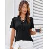 imageGRACE KARIN 2025 Womens Lace Elegant Tops Tie V Neck Short Sleeve Shirts BlouseBlack