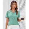imageGRACE KARIN 2025 Womens Lace Elegant Tops Tie V Neck Short Sleeve Shirts BlouseLight Green