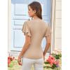imageGRACE KARIN 2025 Womens Tops Summer Wrap Blouse V Neck Ruffle Sleeve Dressy Casual Top Ruched TShirtsApricot