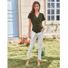 imageGRACE KARIN 2025 Womens Tops Summer Wrap Blouse V Neck Ruffle Sleeve Dressy Casual Top Ruched TShirtsArmy Green