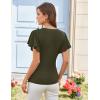 imageGRACE KARIN 2025 Womens Tops Summer Wrap Blouse V Neck Ruffle Sleeve Dressy Casual Top Ruched TShirtsArmy Green
