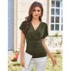 imageGRACE KARIN 2025 Womens Tops Summer Wrap Blouse V Neck Ruffle Sleeve Dressy Casual Top Ruched TShirtsArmy Green