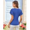 imageGRACE KARIN 2025 Womens Tops Summer Wrap Blouse V Neck Ruffle Sleeve Dressy Casual Top Ruched TShirtsBlue