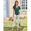 imageGRACE KARIN 2025 Womens Tops Summer Wrap Blouse V Neck Ruffle Sleeve Dressy Casual Top Ruched TShirtsBlue Green