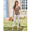 imageGRACE KARIN 2025 Womens Tops Summer Wrap Blouse V Neck Ruffle Sleeve Dressy Casual Top Ruched TShirtsCoffee