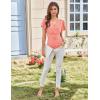 imageGRACE KARIN 2025 Womens Tops Summer Wrap Blouse V Neck Ruffle Sleeve Dressy Casual Top Ruched TShirtsCoral