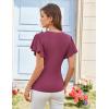 imageGRACE KARIN 2025 Womens Tops Summer Wrap Blouse V Neck Ruffle Sleeve Dressy Casual Top Ruched TShirtsFuchsia