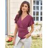imageGRACE KARIN 2025 Womens Tops Summer Wrap Blouse V Neck Ruffle Sleeve Dressy Casual Top Ruched TShirtsFuchsia