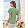 imageGRACE KARIN 2025 Womens Tops Summer Wrap Blouse V Neck Ruffle Sleeve Dressy Casual Top Ruched TShirtsGreen