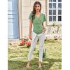 imageGRACE KARIN 2025 Womens Tops Summer Wrap Blouse V Neck Ruffle Sleeve Dressy Casual Top Ruched TShirtsGreen