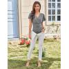 imageGRACE KARIN 2025 Womens Tops Summer Wrap Blouse V Neck Ruffle Sleeve Dressy Casual Top Ruched TShirtsGrey