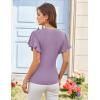 imageGRACE KARIN 2025 Womens Tops Summer Wrap Blouse V Neck Ruffle Sleeve Dressy Casual Top Ruched TShirtsLavender