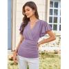 imageGRACE KARIN 2025 Womens Tops Summer Wrap Blouse V Neck Ruffle Sleeve Dressy Casual Top Ruched TShirtsLavender
