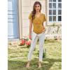 imageGRACE KARIN 2025 Womens Tops Summer Wrap Blouse V Neck Ruffle Sleeve Dressy Casual Top Ruched TShirtsMustard Yellow