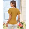 imageGRACE KARIN 2025 Womens Tops Summer Wrap Blouse V Neck Ruffle Sleeve Dressy Casual Top Ruched TShirtsMustard Yellow