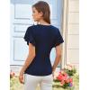 imageGRACE KARIN 2025 Womens Tops Summer Wrap Blouse V Neck Ruffle Sleeve Dressy Casual Top Ruched TShirtsNavy Blue