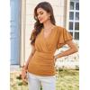 imageGRACE KARIN 2025 Womens Tops Summer Wrap Blouse V Neck Ruffle Sleeve Dressy Casual Top Ruched TShirtsOrange Yellow