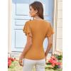 imageGRACE KARIN 2025 Womens Tops Summer Wrap Blouse V Neck Ruffle Sleeve Dressy Casual Top Ruched TShirtsOrange Yellow