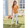 imageGRACE KARIN 2025 Womens Tops Summer Wrap Blouse V Neck Ruffle Sleeve Dressy Casual Top Ruched TShirtsOrange Yellow