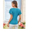 imageGRACE KARIN 2025 Womens Tops Summer Wrap Blouse V Neck Ruffle Sleeve Dressy Casual Top Ruched TShirtsPeacock Blue