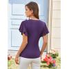 imageGRACE KARIN 2025 Womens Tops Summer Wrap Blouse V Neck Ruffle Sleeve Dressy Casual Top Ruched TShirtsPurple