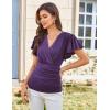 imageGRACE KARIN 2025 Womens Tops Summer Wrap Blouse V Neck Ruffle Sleeve Dressy Casual Top Ruched TShirtsPurple
