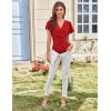 imageGRACE KARIN 2025 Womens Tops Summer Wrap Blouse V Neck Ruffle Sleeve Dressy Casual Top Ruched TShirtsRed