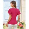 imageGRACE KARIN 2025 Womens Tops Summer Wrap Blouse V Neck Ruffle Sleeve Dressy Casual Top Ruched TShirtsRose Red
