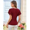 imageGRACE KARIN 2025 Womens Tops Summer Wrap Blouse V Neck Ruffle Sleeve Dressy Casual Top Ruched TShirtsWine Red
