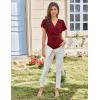imageGRACE KARIN 2025 Womens Tops Summer Wrap Blouse V Neck Ruffle Sleeve Dressy Casual Top Ruched TShirtsWine Red
