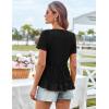 imageGRACE KARIN Short Sleeve Blouse for Women 2025 Casual VNeck Ruffle TopsBlack