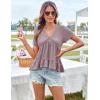 imageGRACE KARIN Short Sleeve Blouse for Women 2025 Casual VNeck Ruffle TopsLight Purple