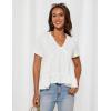 imageGRACE KARIN Short Sleeve Blouse for Women 2025 Casual VNeck Ruffle TopsWhite