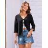 imageGRACE KARIN Womens 2025 Tie Ftont Cropped Cardigan 34 Sleeve Lightweight HollowedOut Eyelet ShrugBlack