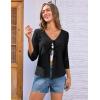 imageGRACE KARIN Womens 2025 Tie Ftont Cropped Cardigan 34 Sleeve Lightweight HollowedOut Eyelet ShrugBlack