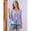 imageGRACE KARIN Womens 2025 Tie Ftont Cropped Cardigan 34 Sleeve Lightweight HollowedOut Eyelet ShrugLight Purple