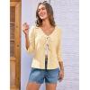 imageGRACE KARIN Womens 2025 Tie Ftont Cropped Cardigan 34 Sleeve Lightweight HollowedOut Eyelet ShrugLight Yellow