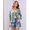 imageGRACE KARIN Womens 2025 Tie Ftont Cropped Cardigan 34 Sleeve Lightweight HollowedOut Eyelet ShrugSage